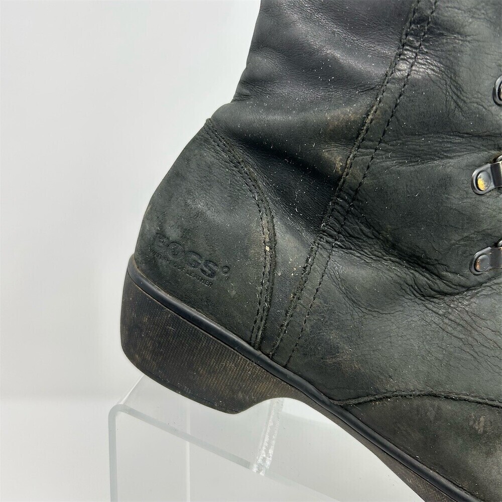 Bogs Carrie Lace Mid Combat Boots Black Leather Waterproof Lace Up Size 10 - Picture 2 of 14